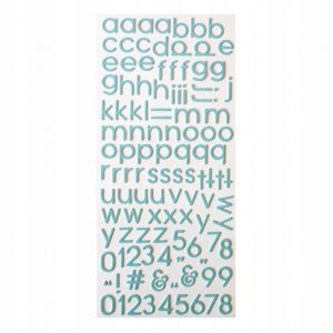Naklejki litery cyfry alfabet miętowe 112 szt. 3D