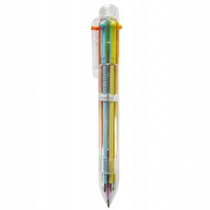 Długopis 6 kolorów transparentny pastelowe kolory