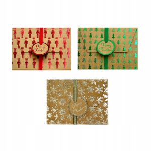 Pudełka świąteczne craft koperty na karty podarunkowe gotówkę 3 sztuki