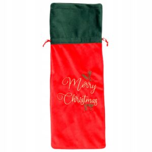 Świąteczna torebka tekstylna etui worek na butelkę wino alkohol