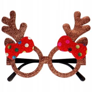 Okulary Świąteczne z rogami renifera na Mikołajki Boże Narodzenie
