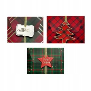Pudełka świąteczne koperty na karty podarunkowe gotówkę 3 sztuki