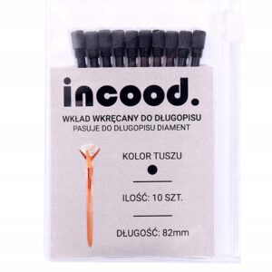 Wkład wkręcany czarny do długopisu metalowego Incood – zestaw 10 sztuk