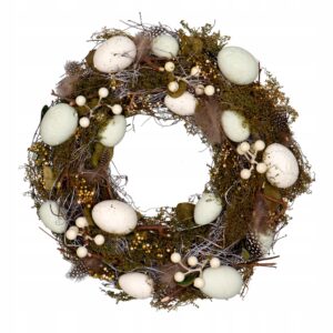 Wianek stroik okrągły wielkanocny z jajkami naturalny 32cm