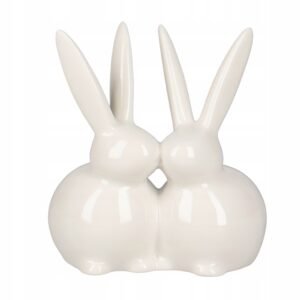 Figurka ceramiczna dekoracja wielkanocna zając królik całująca się para